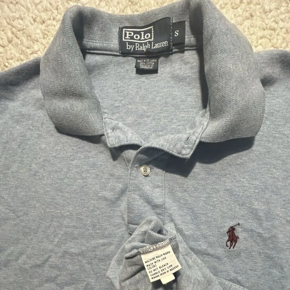 Polo Ralph Lauren Men Shirt Size S Light Blue Heather Cotton Short Sleeve Polo